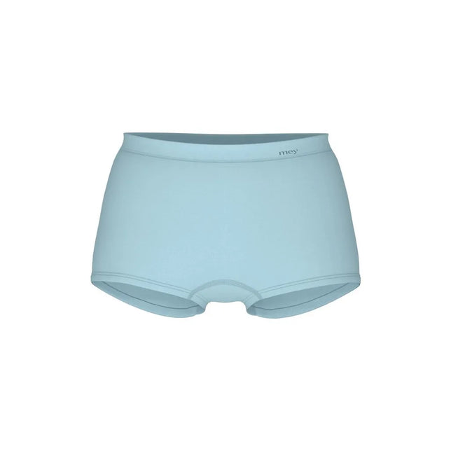 Mey dames boxer panty slip 59218 in lichtblauw, met gladde afwerking, korte pijpjes en elastische logoband. - Jambelles