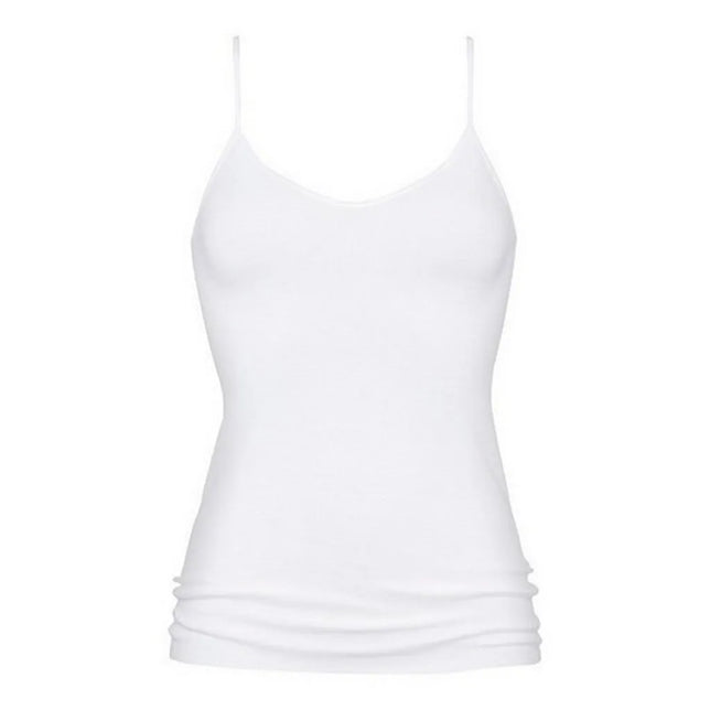 Wit Mey dames Sporty-hemd 25846 met dunne spaghettibandjes, ronde hals en aansluitend model. - Jambelles