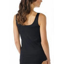 Witte Mey Basics 75101 dameshemdtop met brede bandjes en ronde rughals, achteraanzicht op model - Jambelles