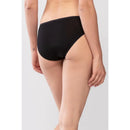 Mey dames mini-slip Lights 89210 in zwart, achteraanzicht met gladde stof, lage taille en hoog uitgesneden pijpen. - Jambelles