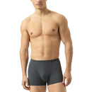 Mey heren boxer Shorty 37234 in zwart met grijs streepjespatroon en klein logo op de tailleband. - Jambelles