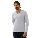 Mey heren longsleeve 36063 in donkerblauw, effen shirt met ronde hals en lange mouwen, zijaanzicht. - Jambelles