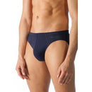 Donkerblauwe Mey heren Jazz-Pants slip Basics 49119, achteraanzicht met gladde tailleband en hoge beenuitsnijding. - Jambelles
