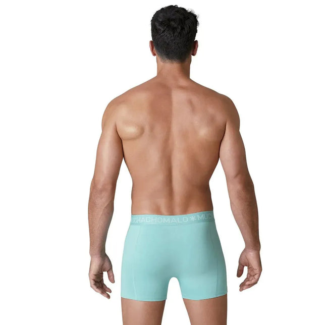 Muchachomalo herenboxer Solid U-Solid1010 in mintgroen, achteraanzicht met aansluitende pijpen en logoband. - Jambelles