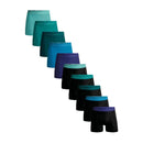 Model draagt zwarte Muchachomalo herenboxer uit 10-pack Solid U-Solid1010 met turquoise logoband. - Jambelles