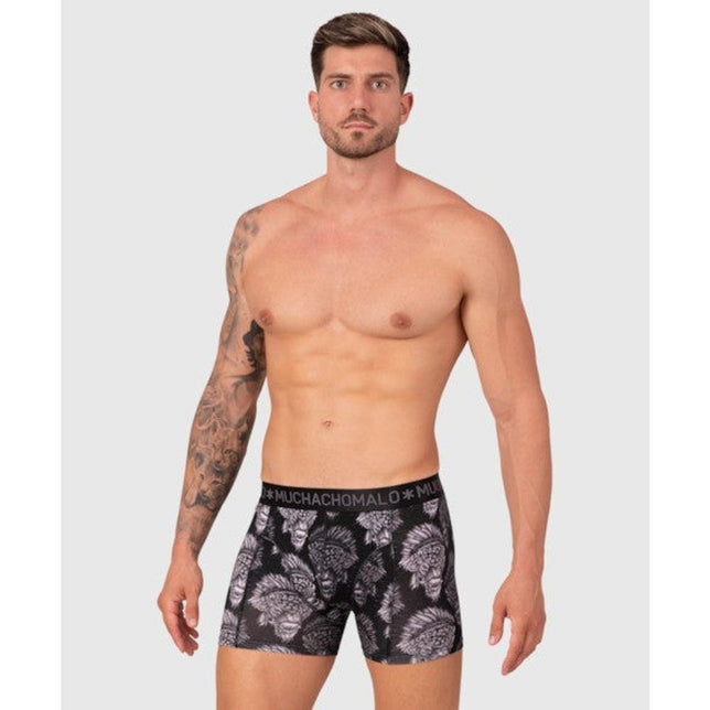 Muchachomalo Heren Boxer Men 2-Pack Short Print/Solid BISON1010 - Jambelles