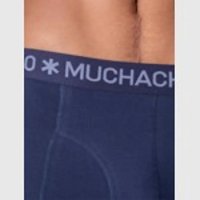 Donkerblauwe Muchachomalo herenboxer met korte pijpen, subtiel ruitpatroon en elastische logoband. - Jambelles
