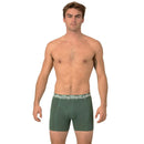 Muchachomalo herenboxers 3-pack in grijs, donkergroen en marineblauw, met effen design en logoband. - Jambelles