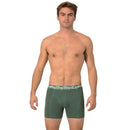 Muchachomalo herenboxers 3-pack in grijs, donkergroen en marineblauw, met effen design en logoband. - Jambelles