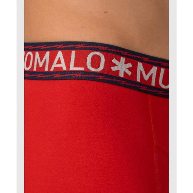 Rode Muchachomalo herenboxer Short Solid SOLID1010 met donkerblauwe elastische band en witte merknaam. - Jambelles