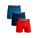 Muchachomalo herenboxers 3-pack in grijs, donkergroen en marineblauw, met effen design en logoband. - Jambelles