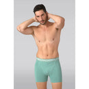 Muchachomalo herenboxer Solid Lcsolid1010 in petrolblauw, achteraanzicht met elastische logoband. - Jambelles
