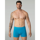 Muchachomalo herenboxer Solid Lcsolid1010 in petrolblauw, achteraanzicht met elastische logoband. - Jambelles