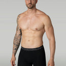 Muchachomalo herenboxer Solid Lcsolid1010 in petrolblauw, achteraanzicht met elastische logoband. - Jambelles