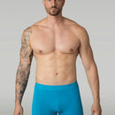Muchachomalo herenboxer Solid Lcsolid1010 in petrolblauw, achteraanzicht met elastische logoband. - Jambelles