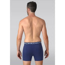 Muchachomalo herenboxer Solid Lcsolid1010 in petrolblauw, achteraanzicht met elastische logoband. - Jambelles