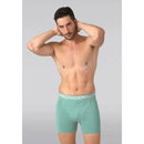 Muchachomalo herenboxer Solid Lcsolid1010 in petrolblauw, achteraanzicht met elastische logoband. - Jambelles