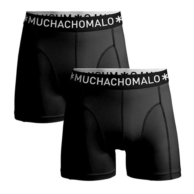 Muchachomalo heren boxershorts Microfiber 2P in zwart met grijze zijpanelen en brede logoband. - Jambelles