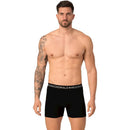 Muchachomalo heren boxershorts van microvezel, 2-pack in donkerblauw en zwart met logoband en zichtbare naden. - Jambelles