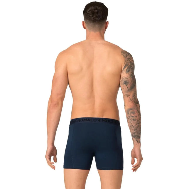 Muchachomalo heren boxershort van donkerblauwe microvezel, achteraanzicht met zwarte logotailleband. - Jambelles