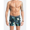 Muchachomalo herenboxershort uit 2-pack, zwart met kleurrijke comicprint en zwart-wit gestreepte tailleband. - Jambelles