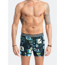 Muchachomalo herenboxershort uit 2-pack, zwart met kleurrijke comicprint en zwart-wit gestreepte tailleband. - Jambelles