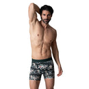 Donkergroene Muchachomalo herenboxershort uit 3-pack BOOGIEKNIGHTS1010 met ton-sur-ton print en logoband - Jambelles