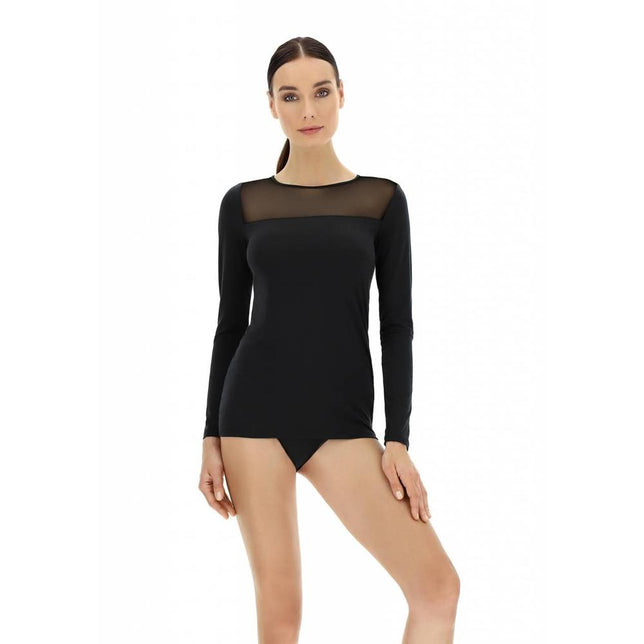 Oroblu Dames Hemd PERFECT LINE T-Shirt Long Sleeve Carre Tulle VOBT01595 - Jambelles