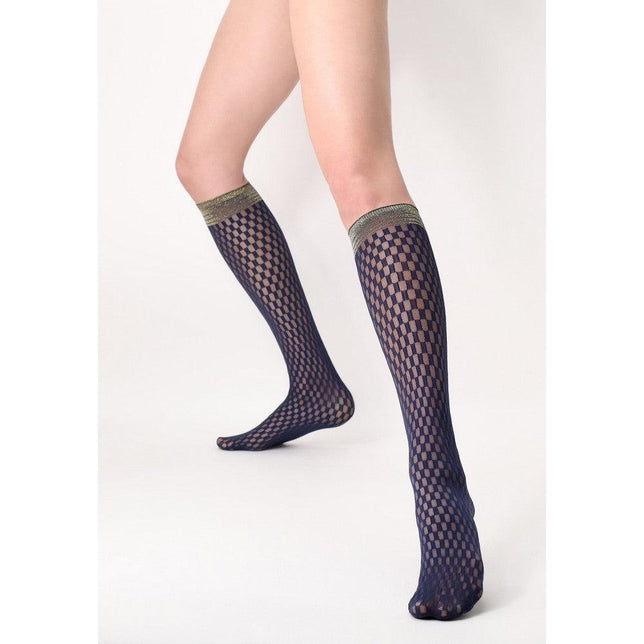 Oroblu Dames Kniekousen Checked Lace 20 Kniekous VOBC67921 - Jambelles