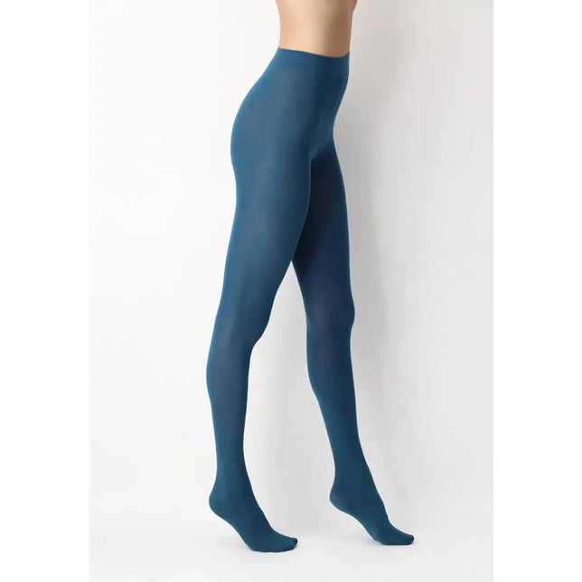 Oroblu damespanty ALL COLORS COTTON in petrolblauw, effen en ondoorzichtig met hoge taille. - Jambelles