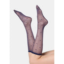 Oroblu Graceful 20 dameskniekousen in bordeauxrood, transparant met ruitpatroon, strikjes en geschulpte boord. - Jambelles
