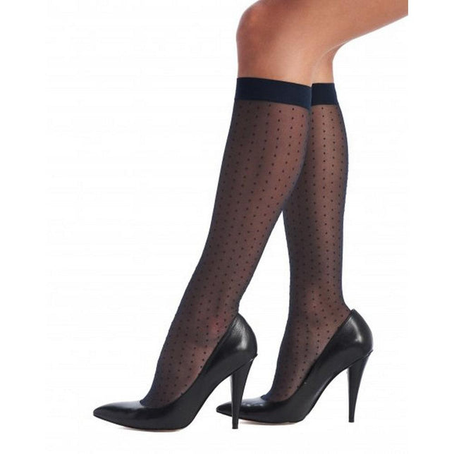 Oroblu Dames Panty Kniekousen Mibas Adelle KH 20den Lycra Tulle/Micro Dots VOBC63103 - Jambelles