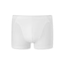 Schiesser herenboxershort 174004 in grijs gemêleerd, achteraanzicht met korte pijpen en dunne zwarte tailleband. - Jambelles