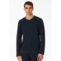 Schiesser Heren Nacht Shirt Langarmshirt Knopfleiste 182517 - Jambelles