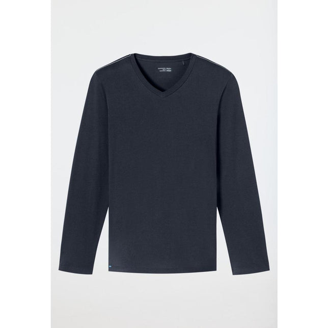 Schiesser Heren Nacht Shirt Langarmshirt V-Ausschnitt 182187 - Jambelles