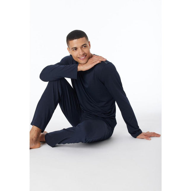 Schiesser Heren Nacht Shirt Langarmshirt V-Ausschnitt 182187 - Jambelles