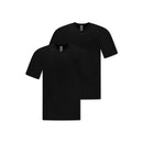 Schiesser heren T-shirt 1/2 008151 in zwart met korte mouwen en V-hals, gedragen door een model. - Jambelles