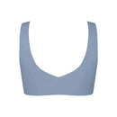 Lichtblauwe Sloggi Zero Feel 2.0 damesbralette met brede bandjes, diepe ronde hals en glad, naadloos ontwerp. - Jambelles