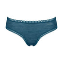 Turquoise Sloggi dameshipster Go Crush uit C3-pack, met kanten randen en subtiel logo op de voorkant. - Jambelles