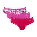 Turquoise Sloggi dameshipster Go Crush uit C3-pack, met kanten randen en subtiel logo op de voorkant. - Jambelles