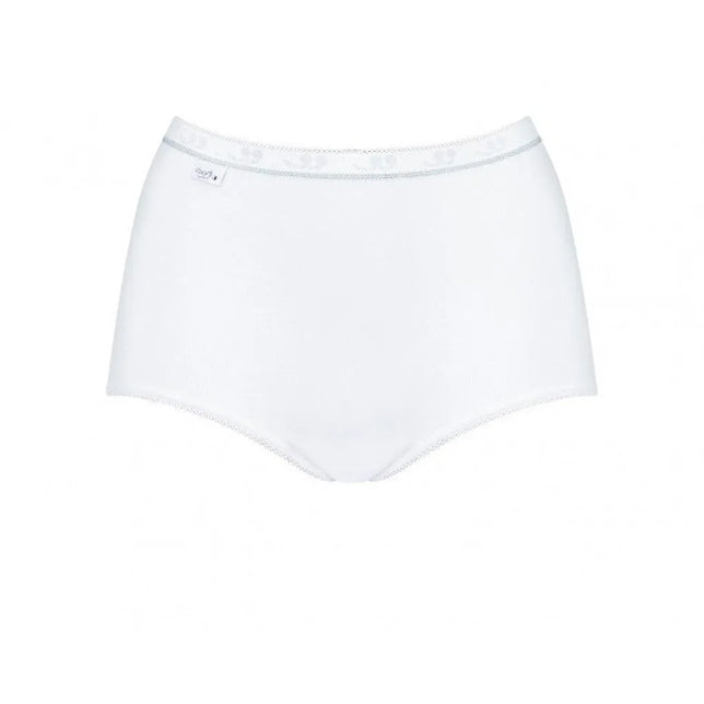 Witte Sloggi dames maxi-slip Basic+ Diamond met hoge taille, glanzende tailleband en klein logolabel - Jambelles