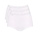 Sloggi Basic+ Diamond Maxi damesslips, witte katoenen 3-pack met hoge taille en subtiele glinsterdetails. - Jambelles