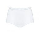 Sloggi Basic+ Diamond Maxi damesslips, witte katoenen 3-pack met hoge taille en subtiele glinsterdetails. - Jambelles
