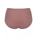 Sloggi dames slip Romance Maxi 10031897 in oudroze, hoog model met kanten inzet bij de beenopeningen en klein logo. - Jambelles