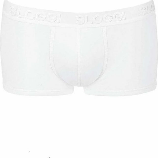 Witte Sloggi Heren Boxer Slm Live Hipster met korte pijpen, voorgevormd voorpand en logoband. - Jambelles
