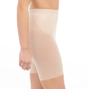 Achteraanzicht van zwarte Spanx Thinstincts 2.0 damesboxer met hoge taille, halflange pijpen en centrale achternaad. - Jambelles