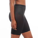 Achteraanzicht van zwarte Spanx Thinstincts 2.0 damesboxer met hoge taille, halflange pijpen en centrale achternaad. - Jambelles