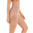 Achteraanzicht van zwarte Spanx Thinstincts 2.0 lange slip met hoge taille en pijpen tot halverwege de dij. - Jambelles