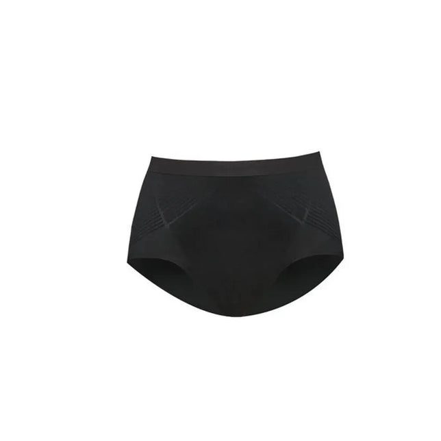 Zwarte Spanx dames slip Thinstincts 2.0 Brief 10251R met hoge taille en subtiel lijnpatroon aan de voorkant. - Jambelles