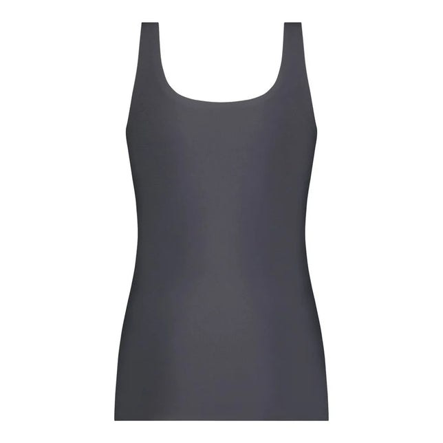 Donkergrijze Ten Cate Secrets damestop 31614 met brede schouderbandjes, ronde hals en aansluitend model. - Jambelles
